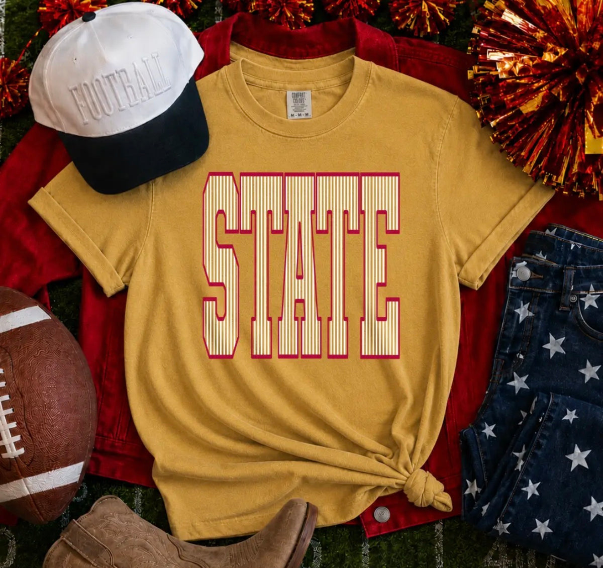 Red/White State Mustard Tee