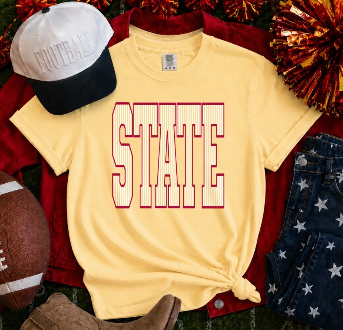 Red/White State Butter Tee