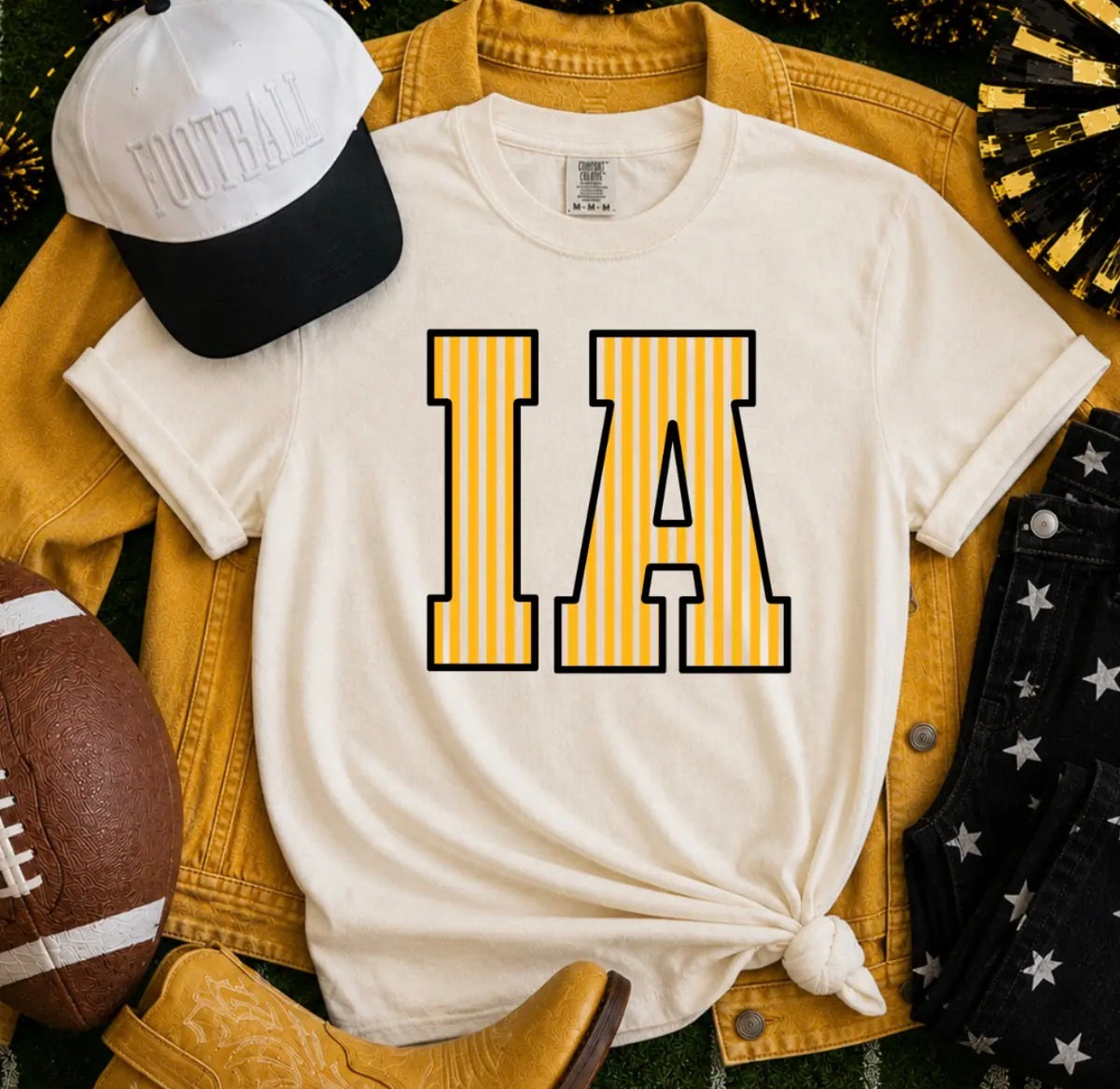 Striped Black/Gold I-A Ivory Tee