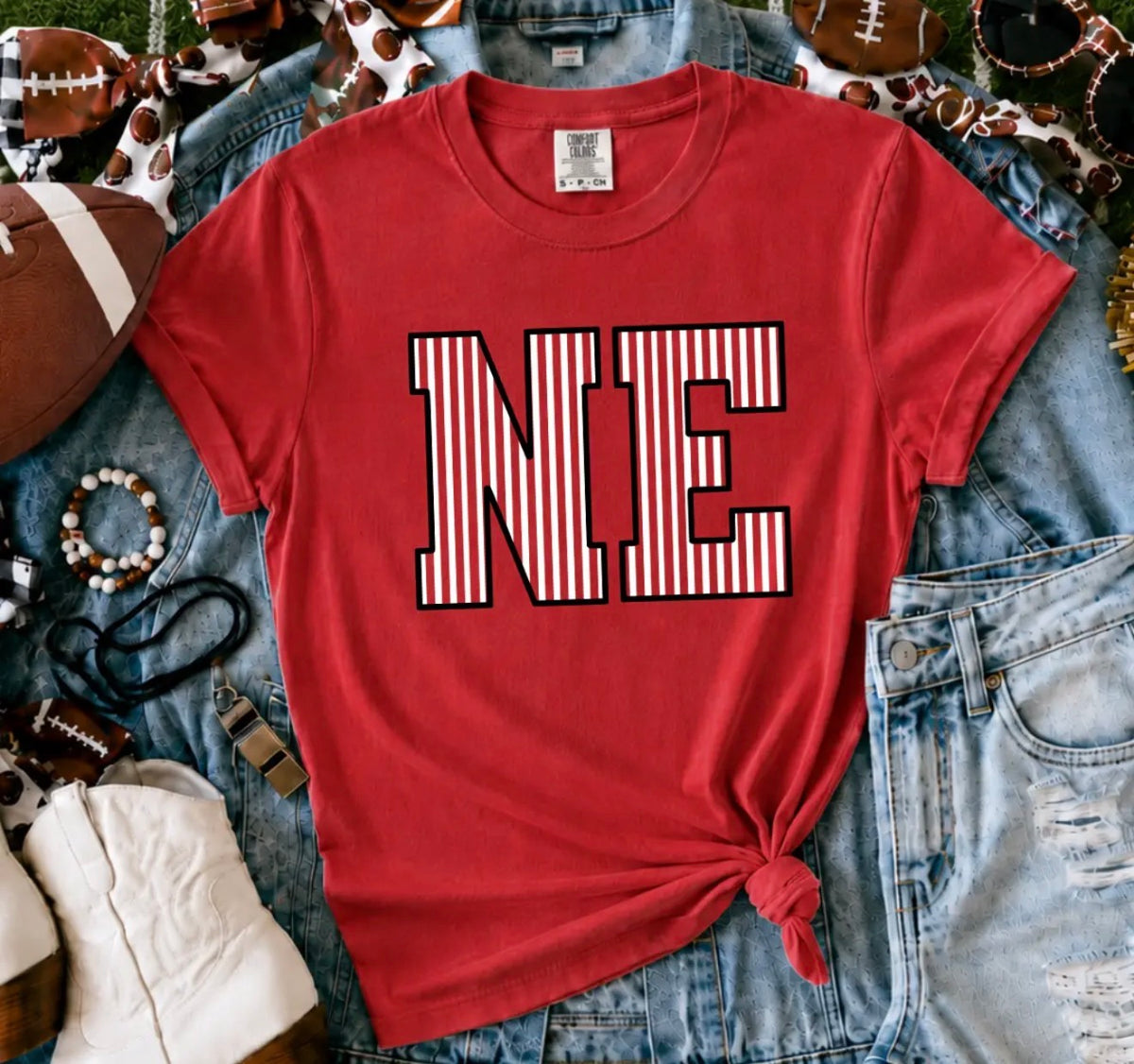 Black/White N-E Red Tee