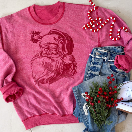 Red Vintage Santa (Inside Out Sweatshirt)