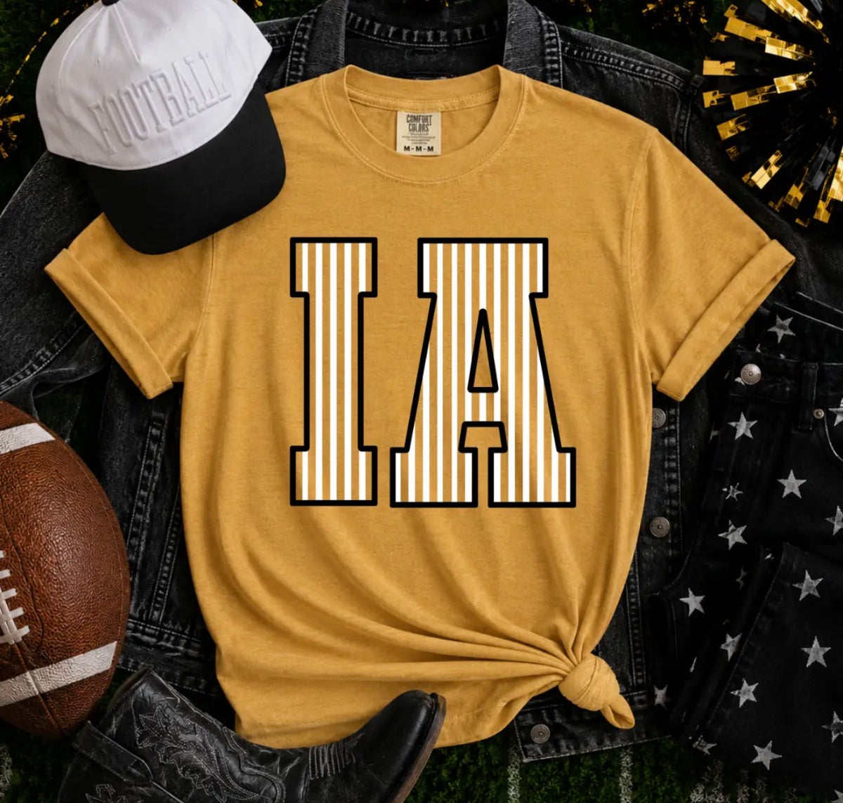 Striped Black/White I-A Mustard Tee