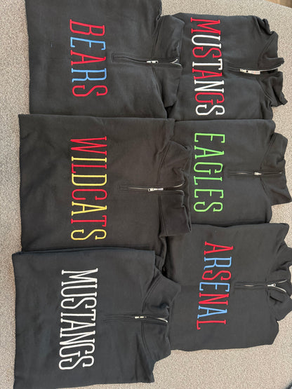Embroidered black 1/4 zip