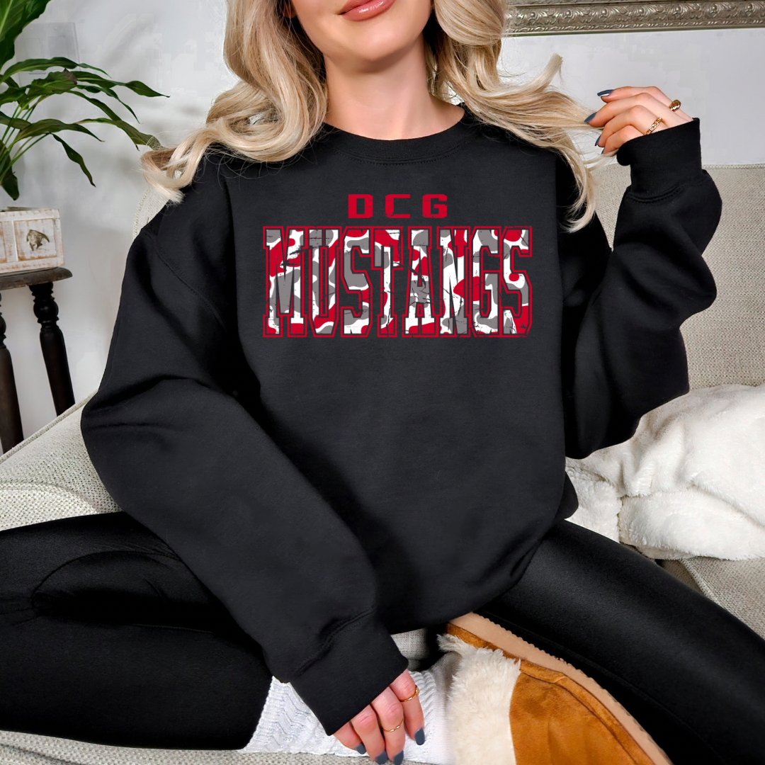 Red Camo Mustangs Crewneck