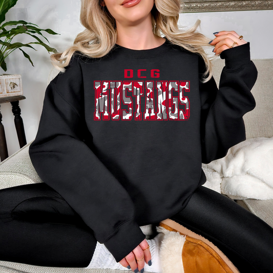 Red Camo Mustangs Crewneck