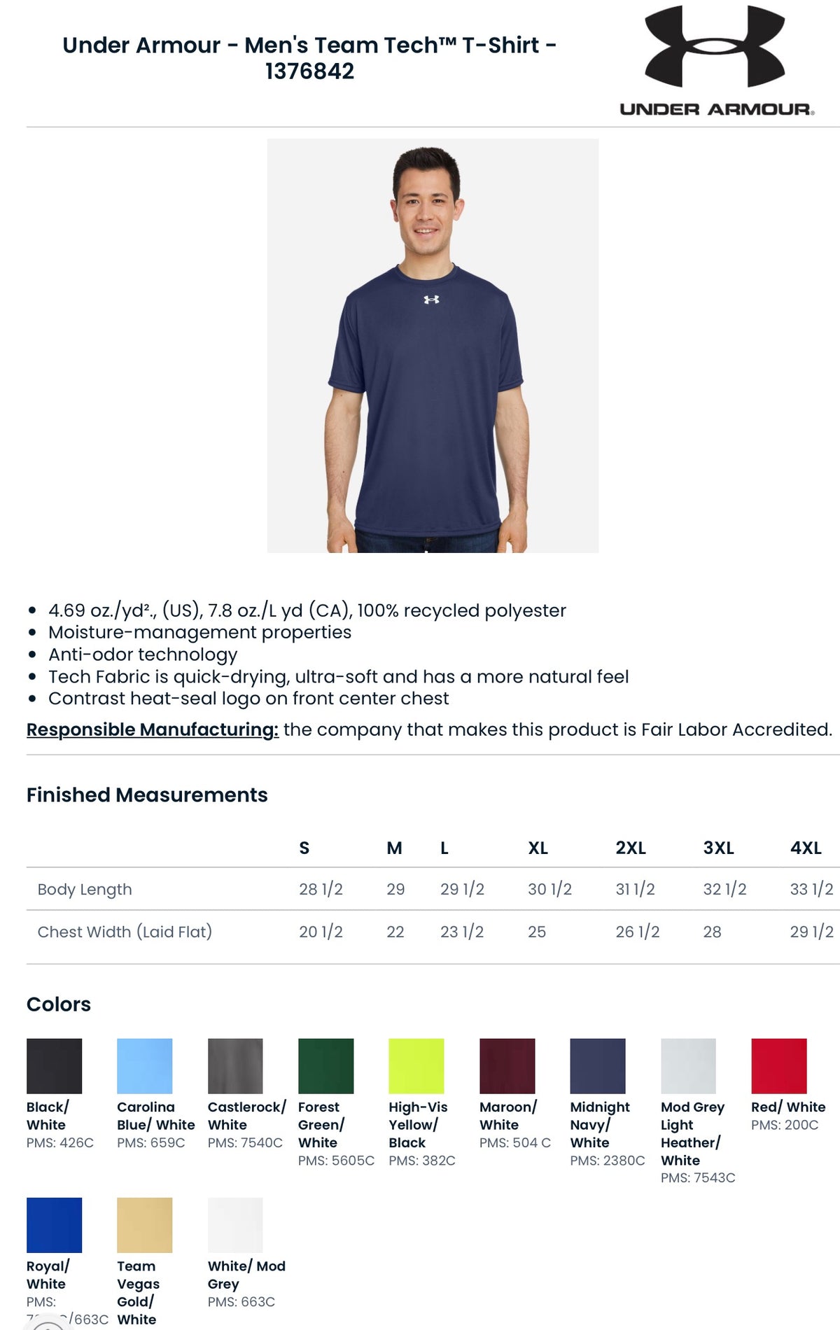 Under Armour Tech Team Dry Fit Tee