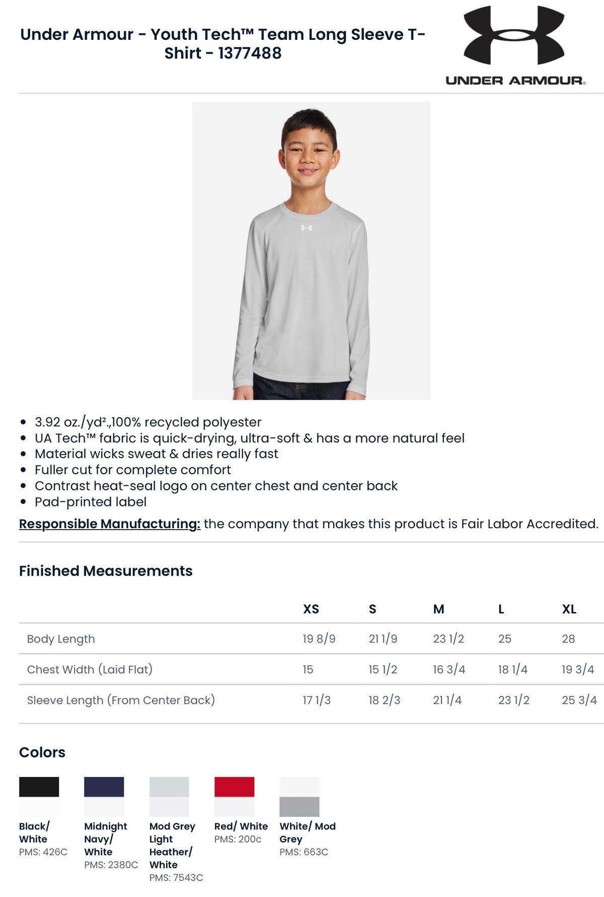 Under Armour Tech Team Dry Fit Long Sleeve Tee