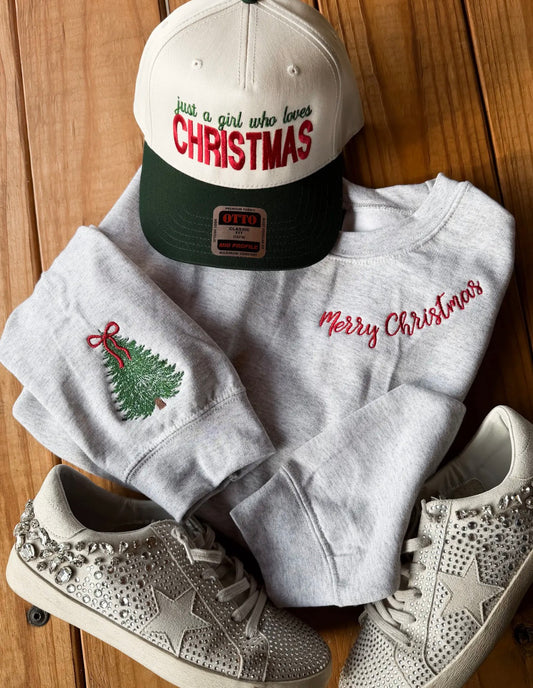 Embroidered Merry Christmas Collar and Tree Sleeve