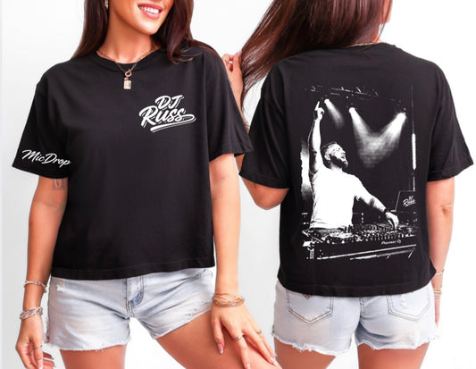 DJ Russ Halftone Boxy Cropped Tee
